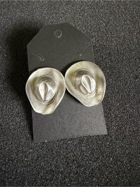Ultra Craft cowboy cowgirl hat Silver pewter earrings